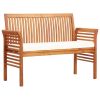 2-Seater Patio Bench with Cushion 47.2" Solid Acacia Wood