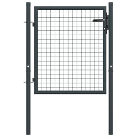 Mesh Garden Gate Galvanized Steel 39.4"x68.9" Gray