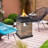 40000BTU Outdoor Propane Burning Fire Bowl Column Realistic Look Firepit Heater