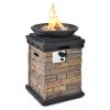 40000BTU Outdoor Propane Burning Fire Bowl Column Realistic Look Firepit Heater