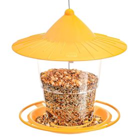 Yard Garden Decoration Hanging Panoramic Outside Bird Feeder (Color: Yellow)