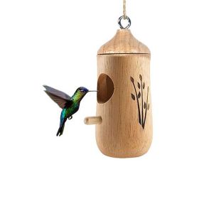 Yard Garden Decoration Hanging Panoramic Outside Bird Feeder (Color: Wood)
